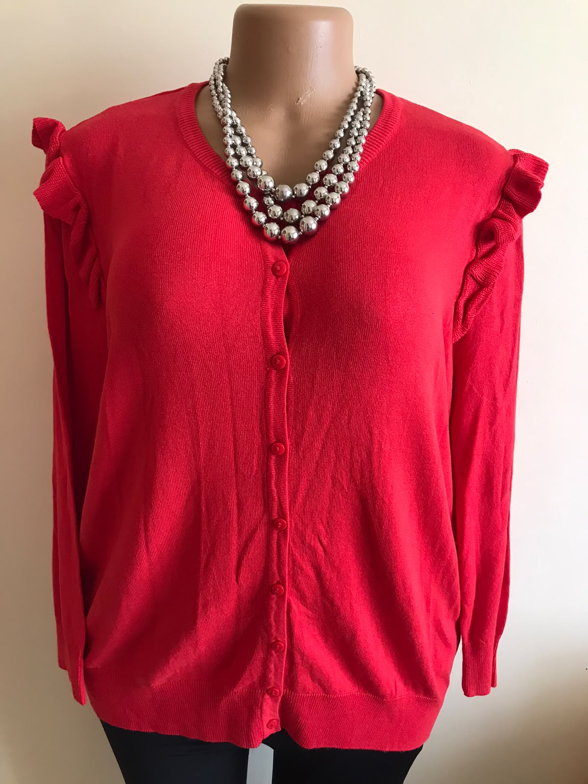 Red long sleeved fancy sweater tops
